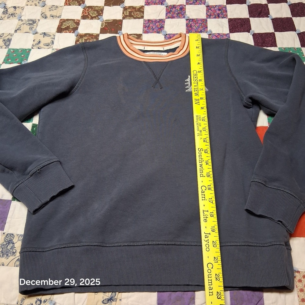 REI Blue Sweatshirt Womens Size Medium V Inset Crew Neck - Picture 4 of 10
